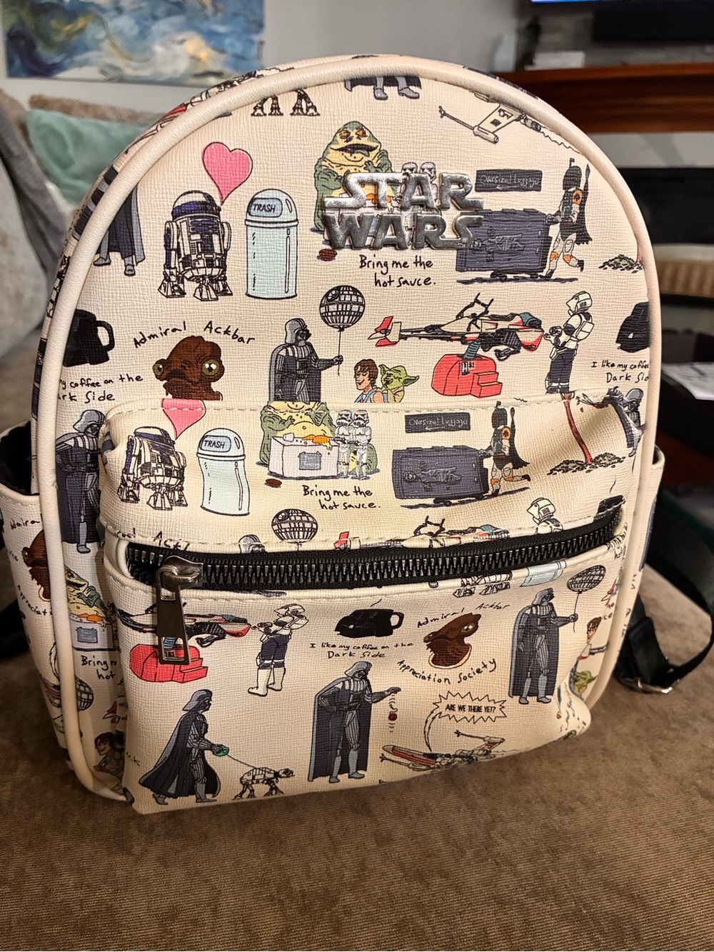 Star Wars Cream Mini Backpack with Colorful Character Print